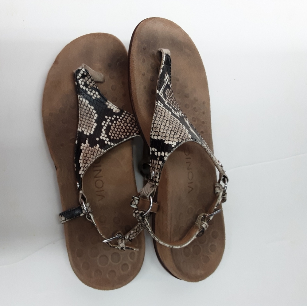 Vionic Kirra Snakeskin Print Thong Sandal Size 7